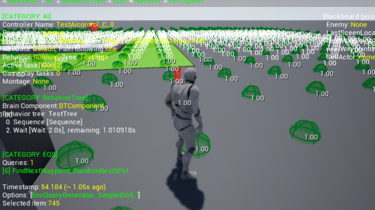 在UE4当中建立一个智能体,测试eqs系统